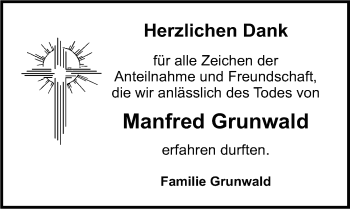 Anzeige von Manfred Grunwald von Nordbayerischer Kurier