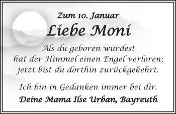 Anzeige von Moni  von Nordbayerischer Kurier