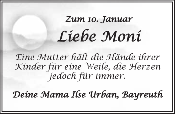 Anzeige von Moni  von Nordbayerischer Kurier