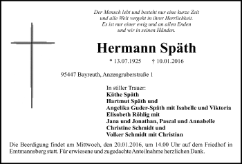 Anzeige von Hermann Späth von Nordbayerischer Kurier
