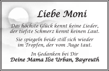 Anzeige von Moni  von Nordbayerischer Kurier