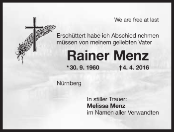 Anzeige von Rainer Menz von Nordbayerischer Kurier