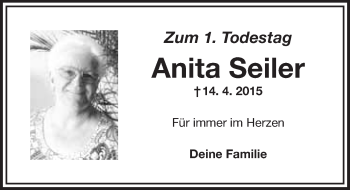 Anzeige von Anita Seiler von Nordbayerischer Kurier