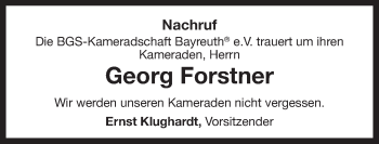 Anzeige von Georg Forstner von Nordbayerischer Kurier
