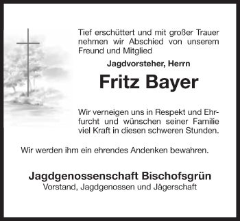 Anzeige von Fritz Bayer von Nordbayerischer Kurier