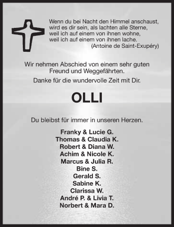 Anzeige von Oliver Weiss von Nordbayerischer Kurier