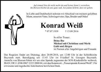 Anzeige von Konrad Weiß von Nordbayerischer Kurier