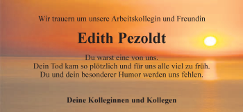 Anzeige von Edith Pezoldt von Nordbayerischer Kurier