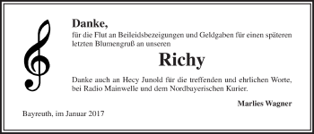 Anzeige von Richard Wagner von Nordbayerischer Kurier