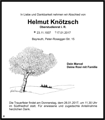 Anzeige von Helmut Knötzsch von Nordbayerischer Kurier