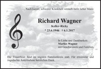 Anzeige von Richard Wagner von Nordbayerischer Kurier