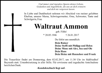 Anzeige von Waltraut Ammon von Nordbayerischer Kurier