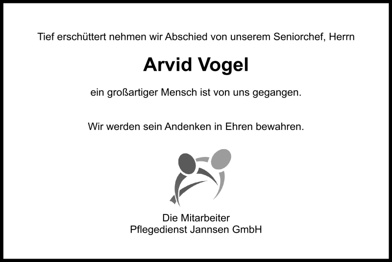  Traueranzeige für Arvid Vogel vom 21.10.2017 aus Nordbayerischer Kurier