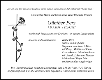 Anzeige von Günther Perz von Nordbayerischer Kurier