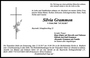 Anzeige von Silvia Grammon von Nordbayerischer Kurier