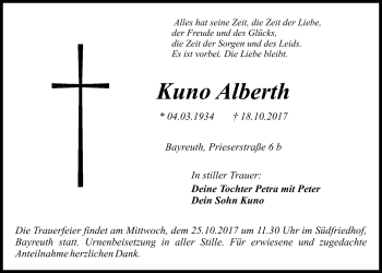 Anzeige von Kuno Alberth von Nordbayerischer Kurier