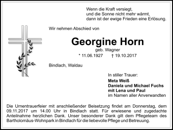 Anzeige von Georgine Horn von Nordbayerischer Kurier