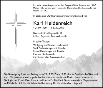 Anzeige von Karl Heidenreich von Nordbayerischer Kurier