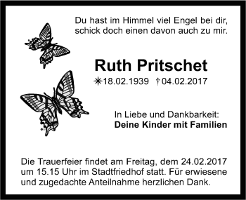 Anzeige von Ruth Pritschet von Nordbayerischer Kurier