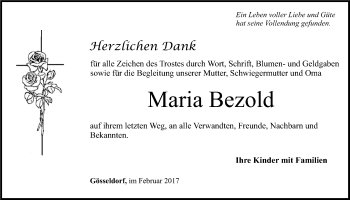 Anzeige von Maria Bezold von Nordbayerischer Kurier