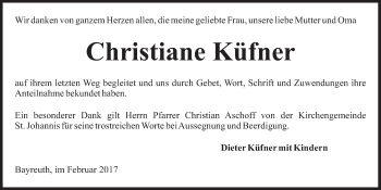 Anzeige von Christiane Küfner von Nordbayerischer Kurier