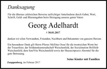 Anzeige von Georg Adelhardt von Nordbayerischer Kurier
