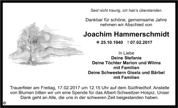 Anzeige von Joachim Hammerschmidt von Nordbayerischer Kurier