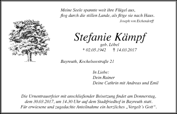 Anzeige von Stefanie Kämpf von Nordbayerischer Kurier