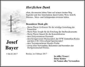 Anzeige von Josef Bayer von Nordbayerischer Kurier