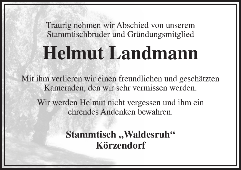  Traueranzeige für Helmut Landmann vom 10.03.2017 aus Nordbayerischer Kurier