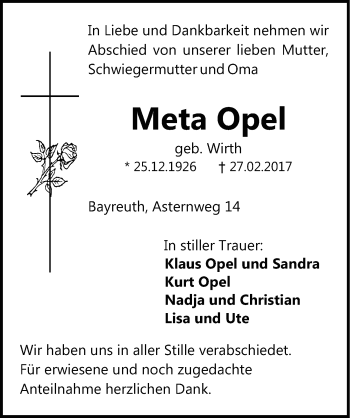 Anzeige von Meta Opel von Nordbayerischer Kurier