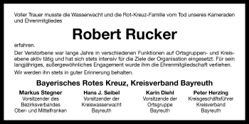 Anzeige von Robert Rucker von Nordbayerischer Kurier
