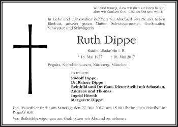 Anzeige von Ruth Dippe von Nordbayerischer Kurier