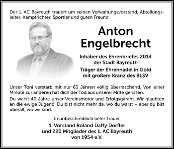 Anzeige von Anton Engelbrecht von Nordbayerischer Kurier