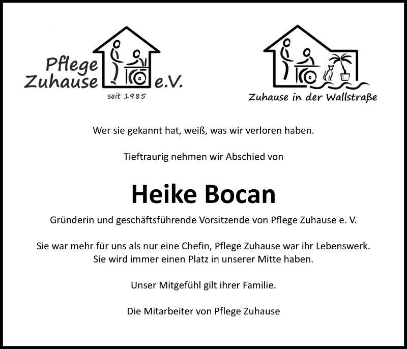  Traueranzeige für Heike Bocan vom 21.06.2017 aus Nordbayerischer Kurier