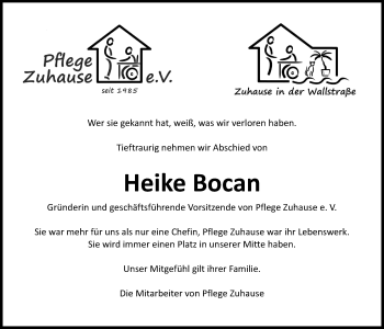 Anzeige von Heike Bocan von Nordbayerischer Kurier