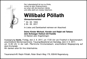 Anzeige von Willibald Pöllath von Nordbayerischer Kurier