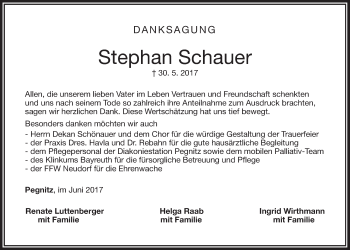 Anzeige von Stephan Schauer von Nordbayerischer Kurier