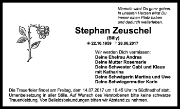 Anzeige von Stephan Zeuschel von Nordbayerischer Kurier