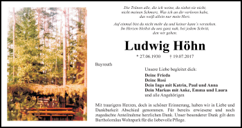 Anzeige von Ludwig Höhn von Nordbayerischer Kurier