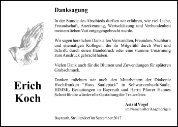Anzeige von Erich Koch von Nordbayerischer Kurier