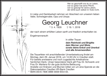 Anzeige von Georg Leuchner von Nordbayerischer Kurier