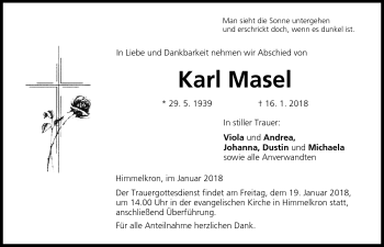 Anzeige von Karl Masel von Nordbayerischer Kurier