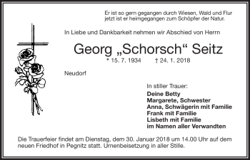 Anzeige von Georg Seitz von Nordbayerischer Kurier