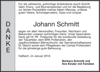 Anzeige von Johann Schmitt von Nordbayerischer Kurier