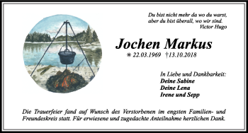 Anzeige von Jochen Markus von Nordbayerischer Kurier