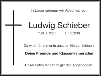 Anzeige von Ludwig Schieber von Nordbayerischer Kurier