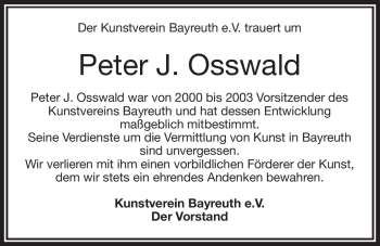 Anzeige von Peter Osswald von Nordbayerischer Kurier