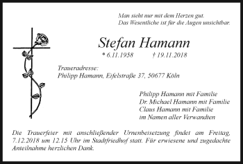 Anzeige von Stefan Hamann von Nordbayerischer Kurier