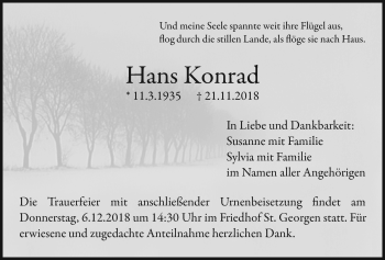 Anzeige von Hans Konrad von Nordbayerischer Kurier